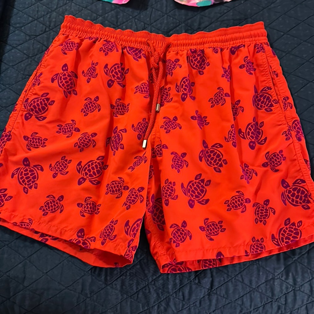 Vileberquin Red Men’s baiting suit with purple turtles